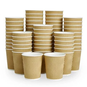 DAILYPACK [120 Pack 8oz Disposable Coffee Cups without lids, Insulated Ripple... - Picture 1 of 7