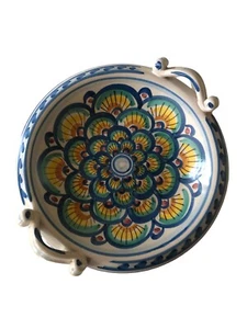 Small Vintage Branciforti Caltagirone Italy Marjolica "Wavy" Plate with Handles - Picture 1 of 5