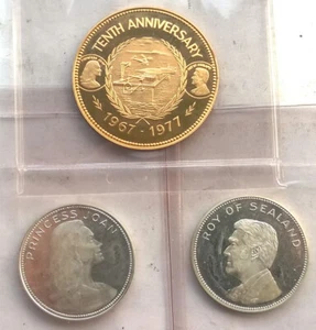 Sealand 1977 Prince Roy Set of 3 Silver Gold Coins,Proof,Rare! - Picture 1 of 5
