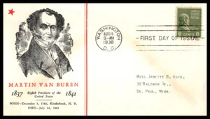 1938 Presidential Series Prexy Sc 813-2 8c with Linprint cachet Van Buren (BK - Picture 1 of 1