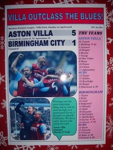 Aston Villa 5 Birmingham City 1 - 2008 Premier League - souvenir print - Picture 1 of 1