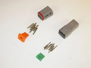 6X GRAY DEUTSCH DT SERIES CONNECTOR SET 14-16-18 GA SOLID NICKEL TERMINALS - Picture 1 of 1