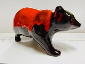 Vintage Pottery Bear Animal Drip Glazed Walking Figurine Orange - Bild 1 von 9