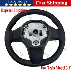 Driver Heated Leather Steering Wheel 1490214-00-B Fit for Tesla Model 3 Y NEW - Foto 1 di 11