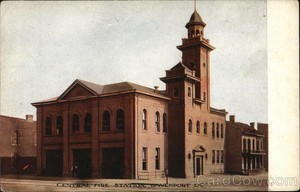 Davenport,IA Central Fire Station Scott County Iowa Rock Island Post Card Co.