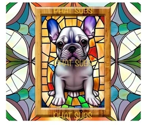 20oz Sublimation Tumbler Wrap Stained French Bulldog Ready To Press Transfer - Picture 1 of 1