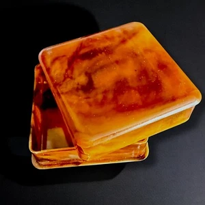 Art Deco Celluloid Box Jewelry Pill Marbled Trinket Case Vintage 2x2 - Picture 1 of 8