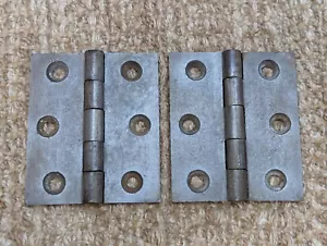 Par de bisagras a tope de hierro fundido antiguas de 3" x 3 1/2" herrajes para puertas - Imagen 1 de 7