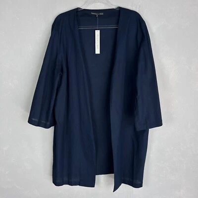 Preston & York plus size 18 jacket mid length navy linen cotton 3/4 sleeve NEW - Image 1 of 4