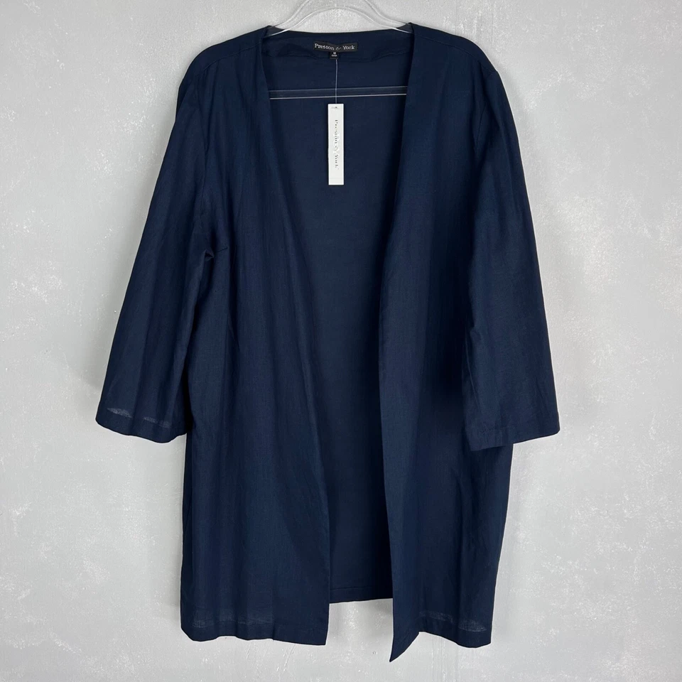 Preston & York plus size 18 jacket mid length navy linen cotton 3/4 sleeve NEW - Image 1 of 4