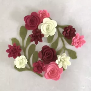 Pink Felt Flower Kit, Die Cut Felt Flowers, 3D Roll Up Flowers - Picture 1 of 10