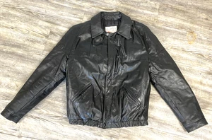 VTG Sears The Leather Shop Jacket Mens LARGE L 42 Black Full Zipper USA 70's 80' - Picture 1 of 16