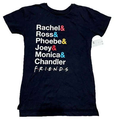 Camisa Friends Niñas Negra Programa de TV Nombres Gráficos Camiseta Manga Corta Talla S 6/6X Foto 1 de 3