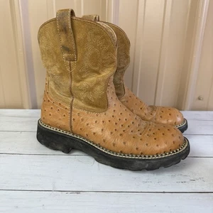 Stivali cowgirl donna Ariat marrone marrone grasso baby stampa struzzo pelle taglia 9B - Foto 1 di 13