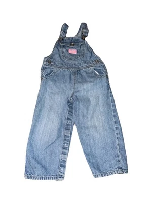 Genuine Kids Osh Kosh Overalls Size 24 Months Blue Denim Stretch Jeans Pockets - Image 1 of 4