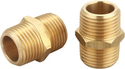 T TANYA HARDWARE 1/2 inch x NPT Brass Hex Nipple Male Pipe x Male,