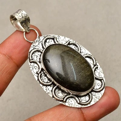 Ciondolo gioiello fatto a mano in argento sterling 925 pietra gemma lucido 2,36" - Immagine 1 di 4