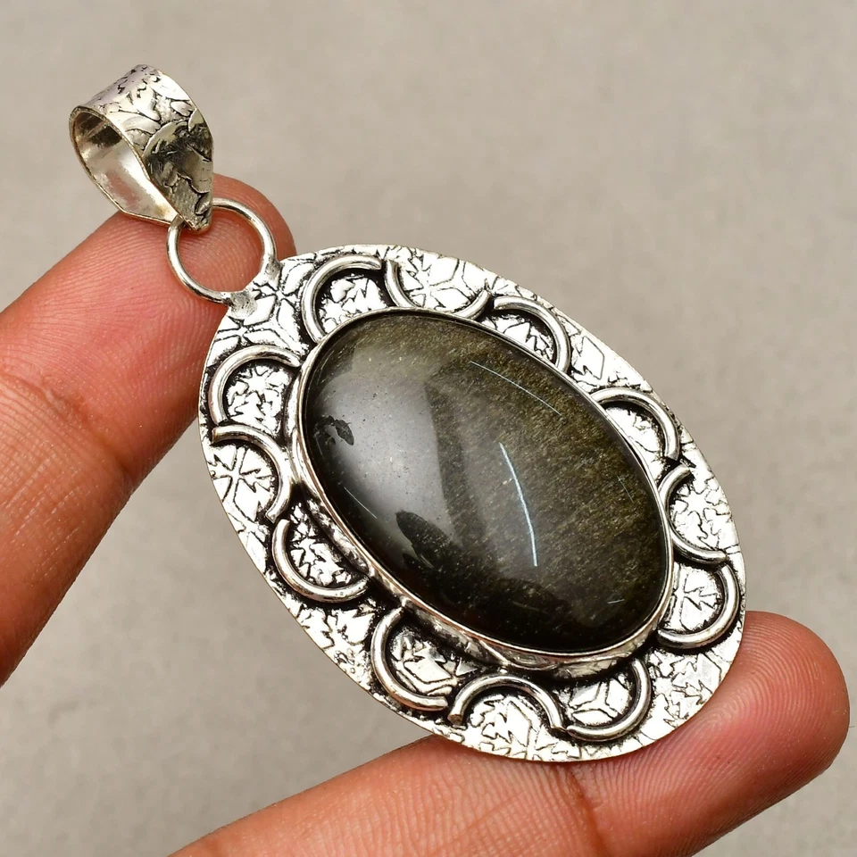 Ciondolo gioiello fatto a mano in argento sterling 925 pietra gemma lucido 2,36" - Immagine 1 di 4