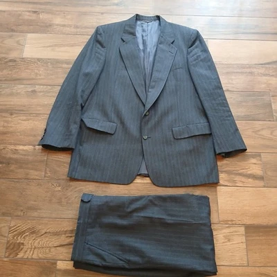 Christian Dior Monsieur Suit Mens 45 Charcoal Striped Pre Wool 2 Piece (38x29) - Image 1 of 4