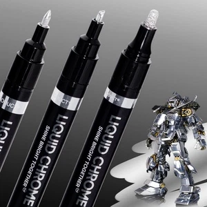 3PK Permanent Liquid Chrome Paint Pens Mirror Finish for Metal Plastic Model Rep - Picture 1 of 6