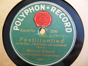 1910 WERNER ALBERTI Jewish Tenor POSTILLON DE LONGJUMEAU/ Lohengrin POLYPHON - Picture 1 of 2