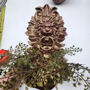 Vintage MCM LION HEAD Door Knocker wall pocket planter pot decor garden - Picture 1 of 24