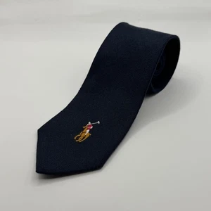 Polo by Ralph Lauren Tie 100% Linen Navy Blue Handmade in Italy - Picture 1 of 7