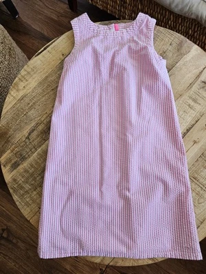 Vineyard Vines listrado rosa Seersucker meninas jovens tamanho 10 sem mangas - Imagem 1 de 4
