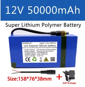 12V Polymer Li-lon Battery 50Ah camping equipment Lever Solar Lamp Outdoor Power - Picture 1 of 14