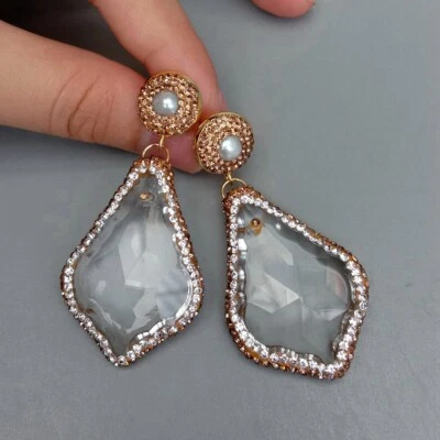 Pendientes colgantes largos de cristal para mujer Foto 1 de 4