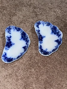 RARE Collectible Set of 2 Blue Peach Royal Semi Porcelain Johnson Bros Crescent - Picture 1 of 11