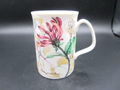 Taza de café de té floral Expressions Bone China blanca roja azul 9 oz (485) Foto 1 de 4