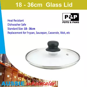 Au 18-36cm Tempered glass lid for fry pan saucepan casserole pot wok replacement - Picture 1 of 2