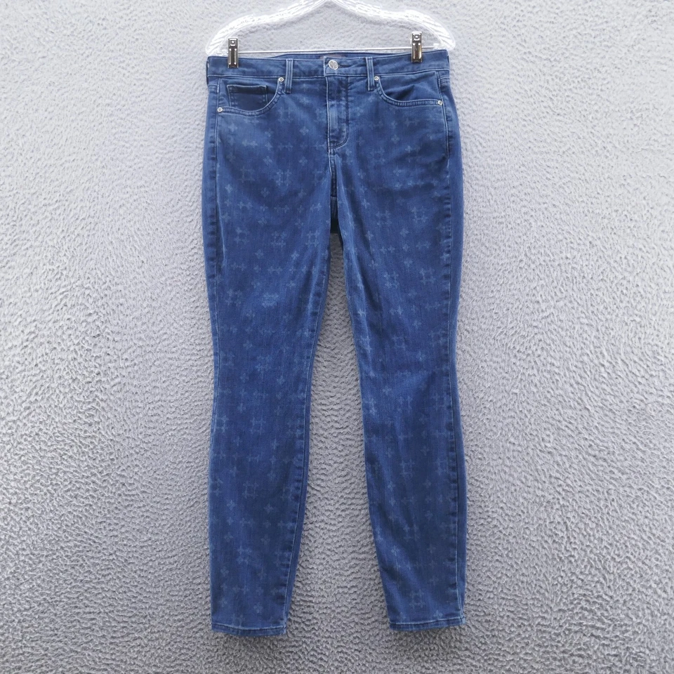 Not Your Daughters Womens Ami Skinny Jean 6 Blue Cross Print Medium Wash Stretch - Image 1 of 4