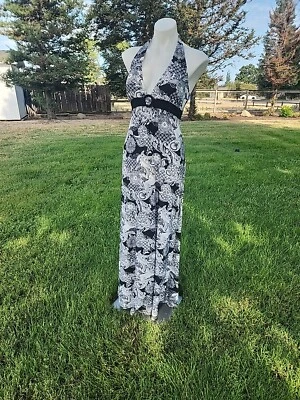 Black & White halter dress long Size Lg Ruby Rox Made In The Usa - Image 1 of 4