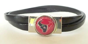 NFL HOUSTON TEXANS BLACK LEATHER BRACELET MAGNETIC CLOSE 7 INCHES - Bild 1 von 4
