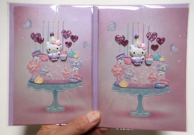 2 Cards Papyrus Birthday HELLO KITTY On a Cake Sweet and Wonderful - Image 1 of 4