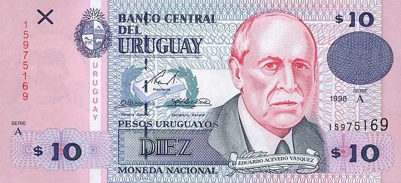 Uruguay 10 Pesos 1998 Pick 81 UNC  - Image 1 of 1