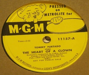 The Heart of a Clown TOMMY FURTADO 78 Phonograph Schallplatte PROMO KOPIE - Bild 1 von 1