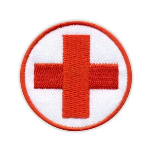 Medical Sanitäter Aufnäher - Rund Mit einen Roten Kreuz / Abzeichen Bestickt - Bild 1 von 1