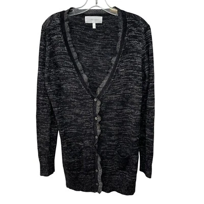 Cárdigan Suéter Manga Larga Victorias Secret Metálico Negro Viscosa Cachemira L Foto 1 de 4