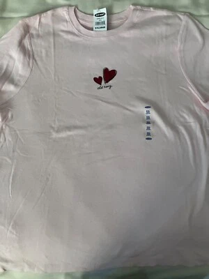 OLD NAVY  Vintage Women’s Loving Red  Hearts T-Shirt in Pink / Size XXL/  NWT - Image 1 of 4