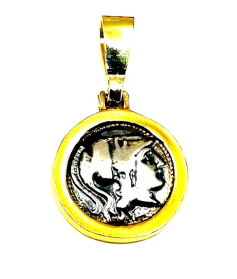 Handmade Greek Athena Coin Sterling Silver 925 Two Tone Pendant - Image 1 of 4