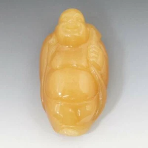 CHINESISCHER TOGGLE LACHENDER BUDDHA BUDAI HARTER STEIN GLÜCKVERHEISSENDES SYMBOL BUDDHISMUS CHINA - Bild 1 von 8