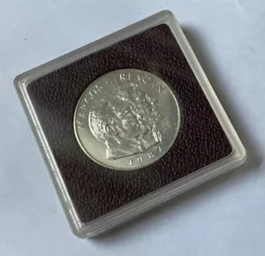 1982 Marcos & Reagan Philippinen 25 Piso Silbermünze mit Plastiketui UNC KM#235 - Bild 1 von 12