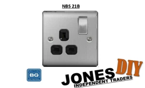 ENCHUFES BG NEXUS 1G ACERO CEPILLADO ÚNICO NBS21B INTERRUPTORES NBS 21 B NEGRO - Imagen 1 de 1