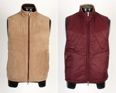 Brunello Cucinelli Reversible Suede Leather Puffer Vest - M - New - $5395 Retail - Image 1 of 4