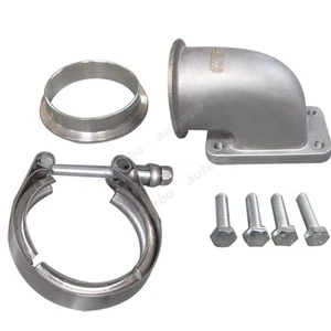 2.5" Vband 90 Degree Elbow 304 SS Adapter Flange Vband Clamp Kit For T3 Turbo - Imagen 1 de 1