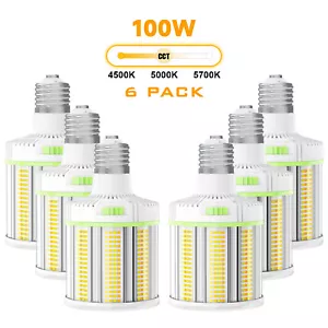 6PACK 100W LED Corn Light Outdoor Indoor Garage Lamp 4500K-5700K Adjustable E39 - Picture 1 of 15