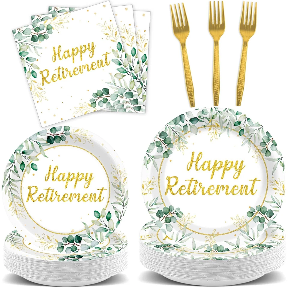 96 piezas decoraciones de fiesta de jubilación verde salvia feliz fiesta de jubilación... Foto 1 de 4